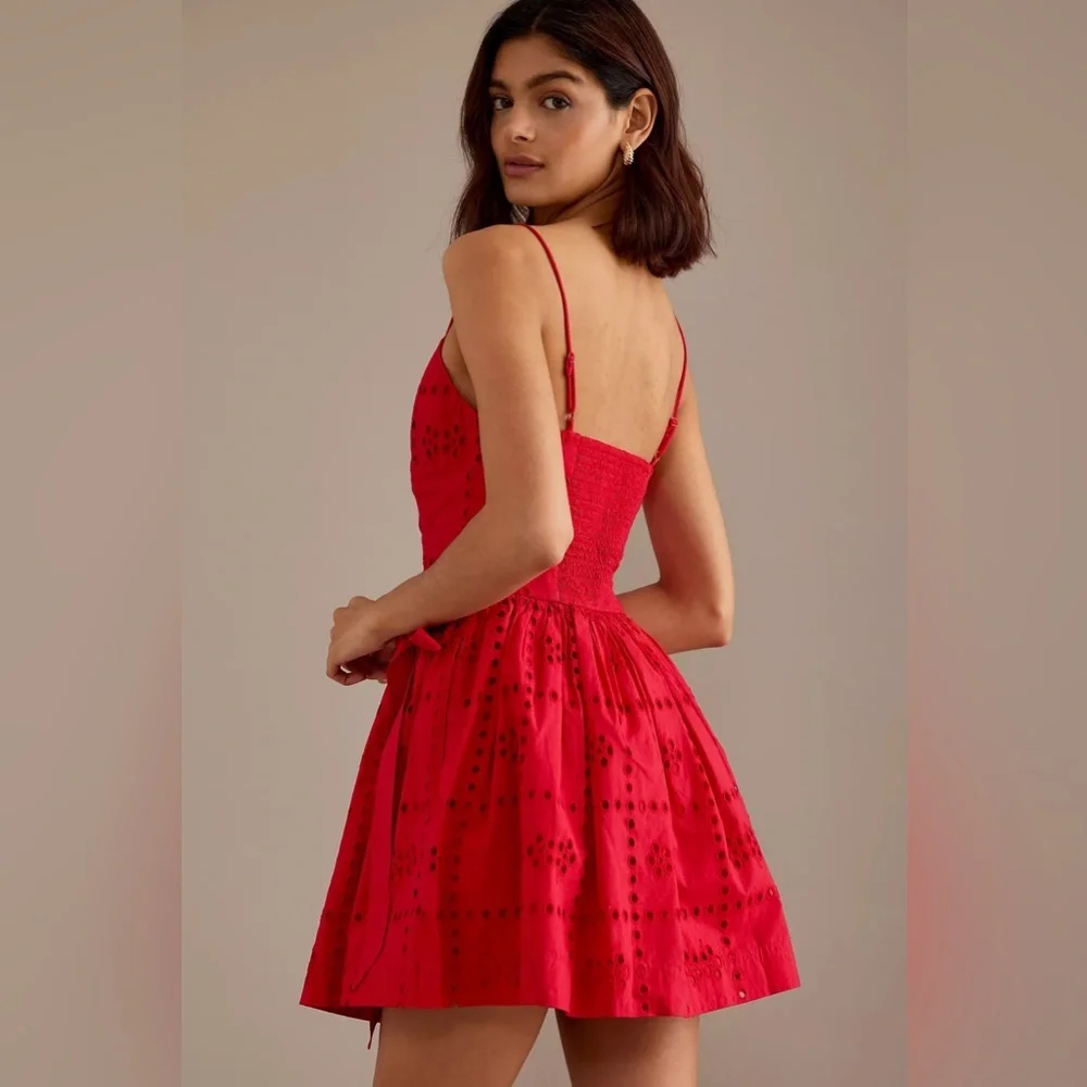Damson Madder / Penelope mini dress in red eyelet broderie 6 - Picture 4 of 9